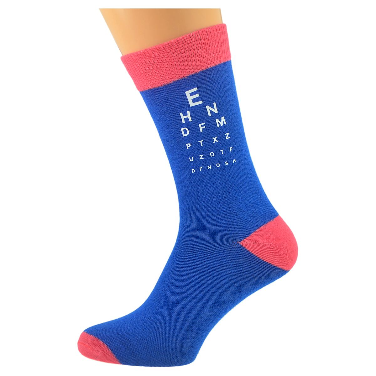 Blue & Salmon Pink Unisex Socks Opticians Eye Test - Ashton and Finch