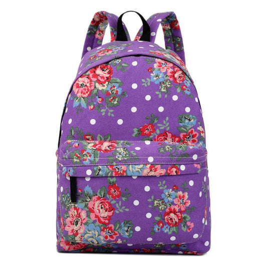 Large Backpack Flower Polka Dot - Purple - Ashton and Finch