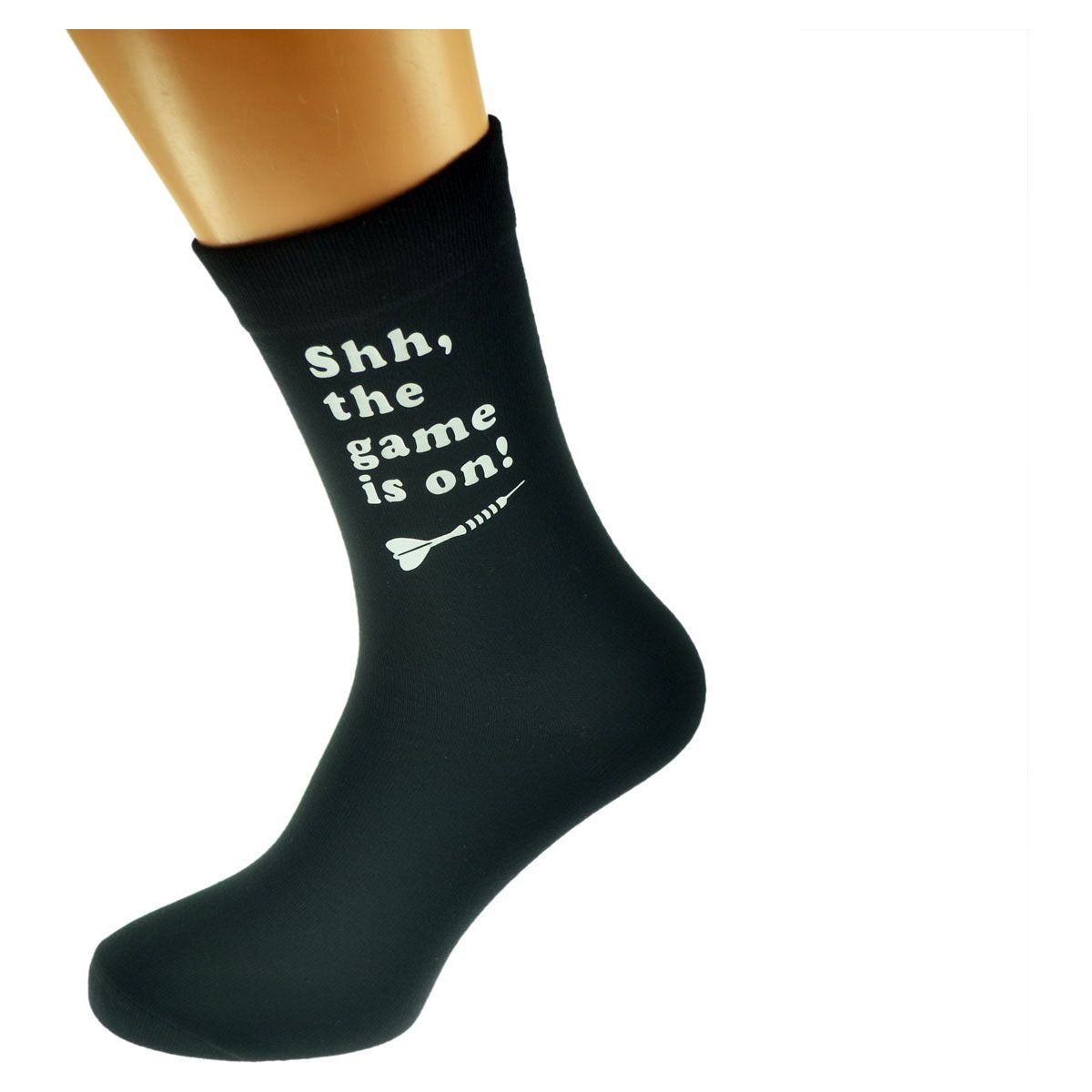 Shh the game is on Darts Fan Mens Black Socks - Ashton and Finch