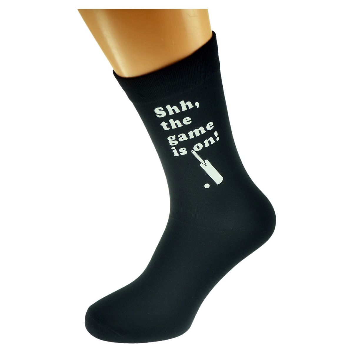 Shh the game is on Cricket Fan Mens Black Socks - Ashton and Finch