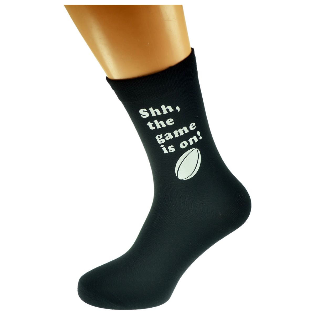 Shh the game is on Rugby Fan Mens Black Socks - Ashton and Finch