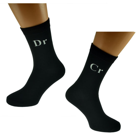 Dr / Cr Debit Credit Mens Black Socks for an Accountant - Ashton and Finch