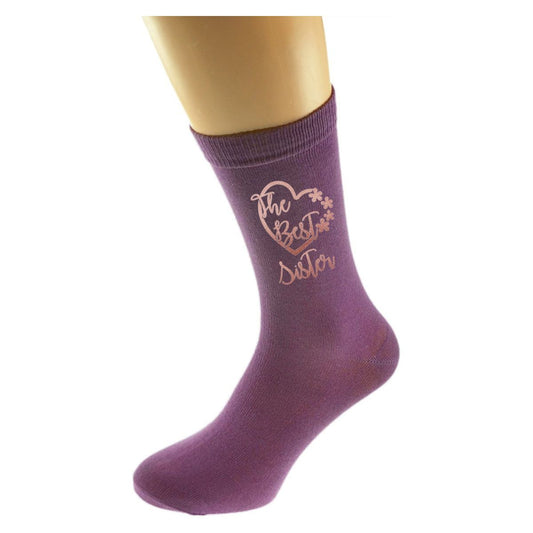 The Best Auntie Rose Gold Print Purple Socks - Ashton and Finch