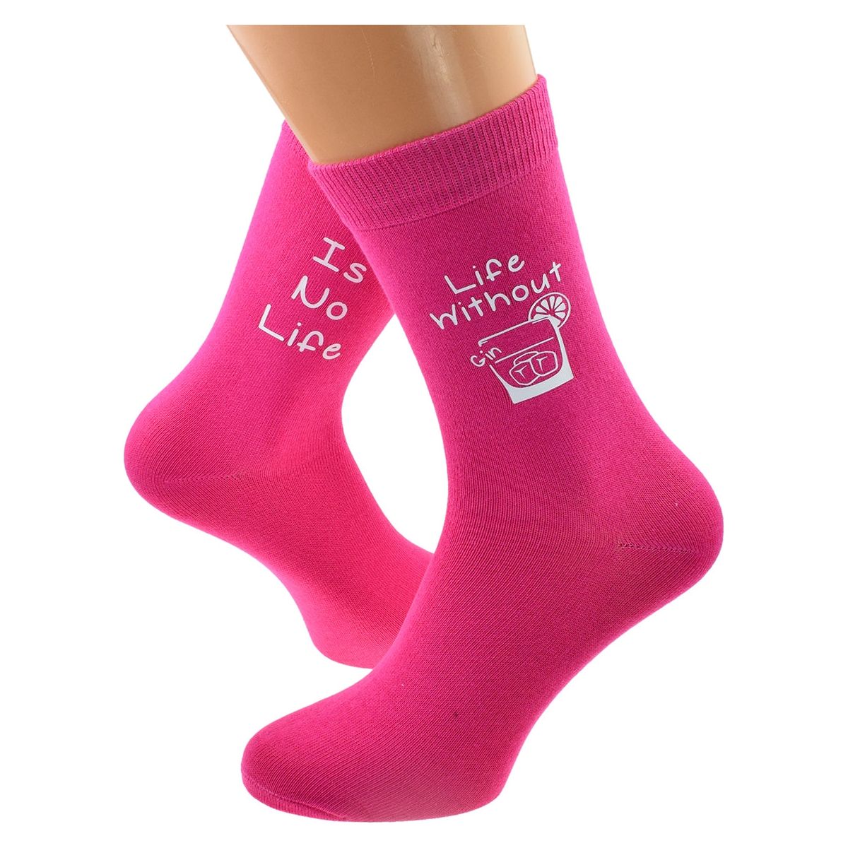 Life without Gin is No Life Fun Ladies Hot Pink Socks - Ashton and Finch