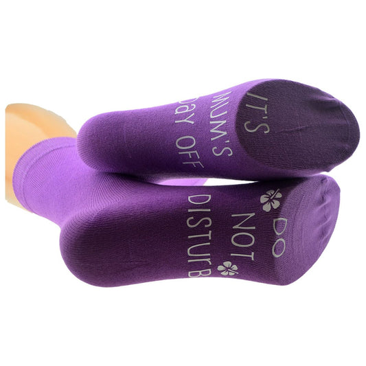 Do Not Disturb Its Mums day Off Floral Sole Print Ladies Purple Socks - Ashton and Finch