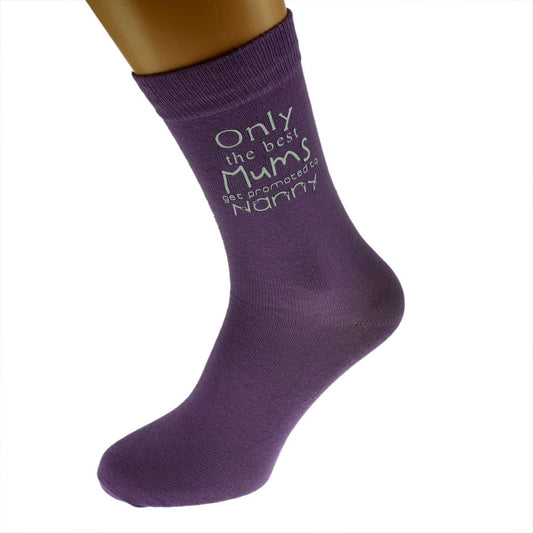 Only the Best Mums are Promoted to Nanny Ladies Purple Socks - Ashton and Finch
