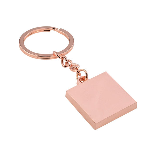 Personalised Rose Gold Square Keyring - Ashton and Finch