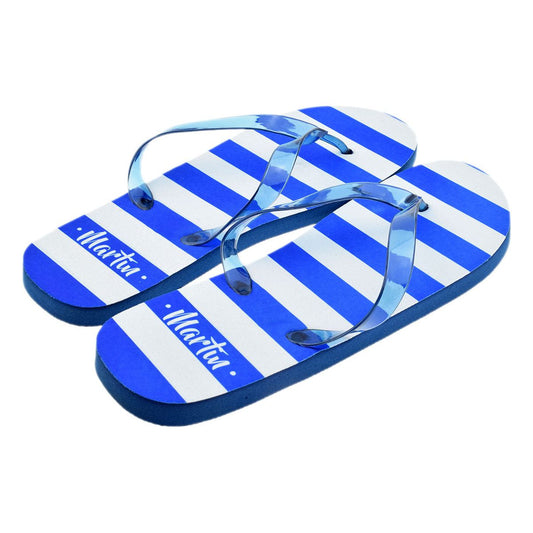 Personalised Blue & White Striped Mens Flip Flops - Ashton and Finch