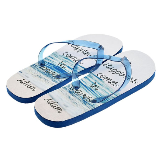 Personalised Happiness Comes in Waves Design Mens Flip Flops - Ashton and Finch