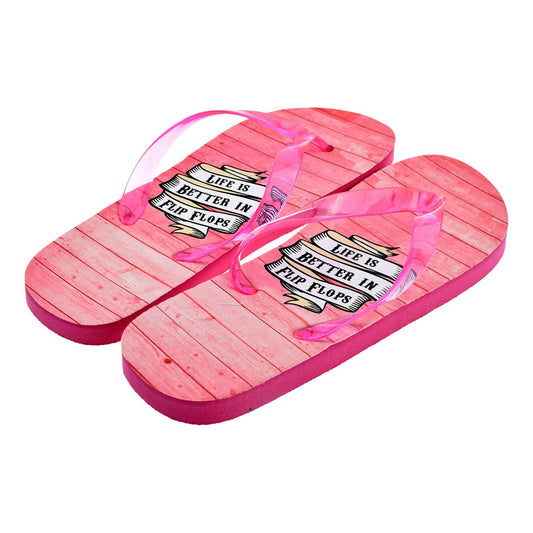 Ladies Pink Life is Better in Flip Flops Design Flip Flops - Ashton and Finch