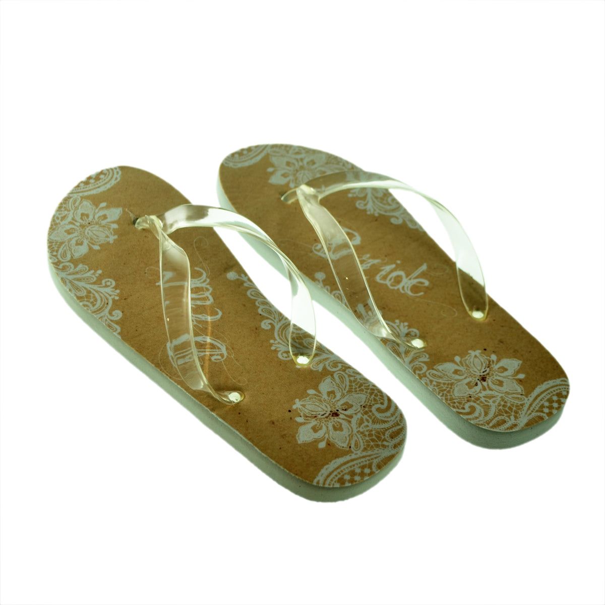 Lace Trimmed Hessian Style Brides Flip Flops - Ashton and Finch