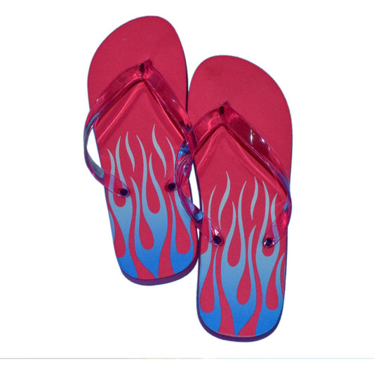 Ladies Pink & Blue Flame Design Flip Flops - Ashton and Finch