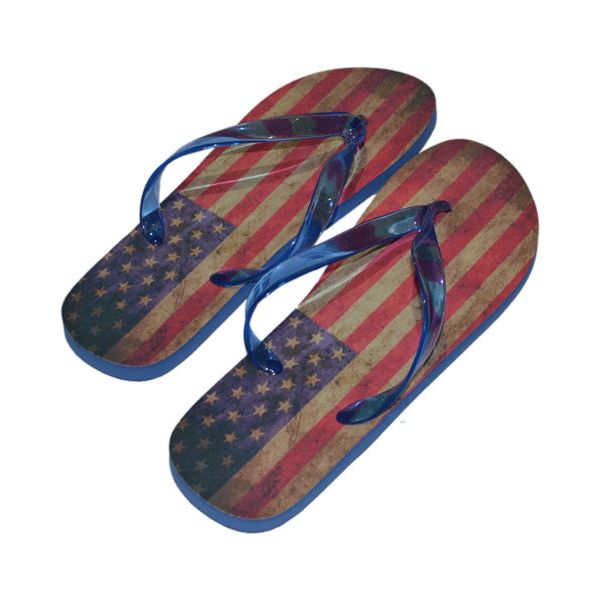 Flip Flops : Antiqued USA American Flag Design - Ashton and Finch