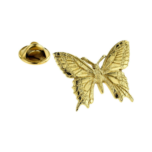 Golden Butterfly Pewter Lapel Pin Badge - Ashton and Finch