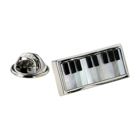 Mother of Pearl Insert Piano Keyboard Lapel Pin Badge - Ashton and Finch