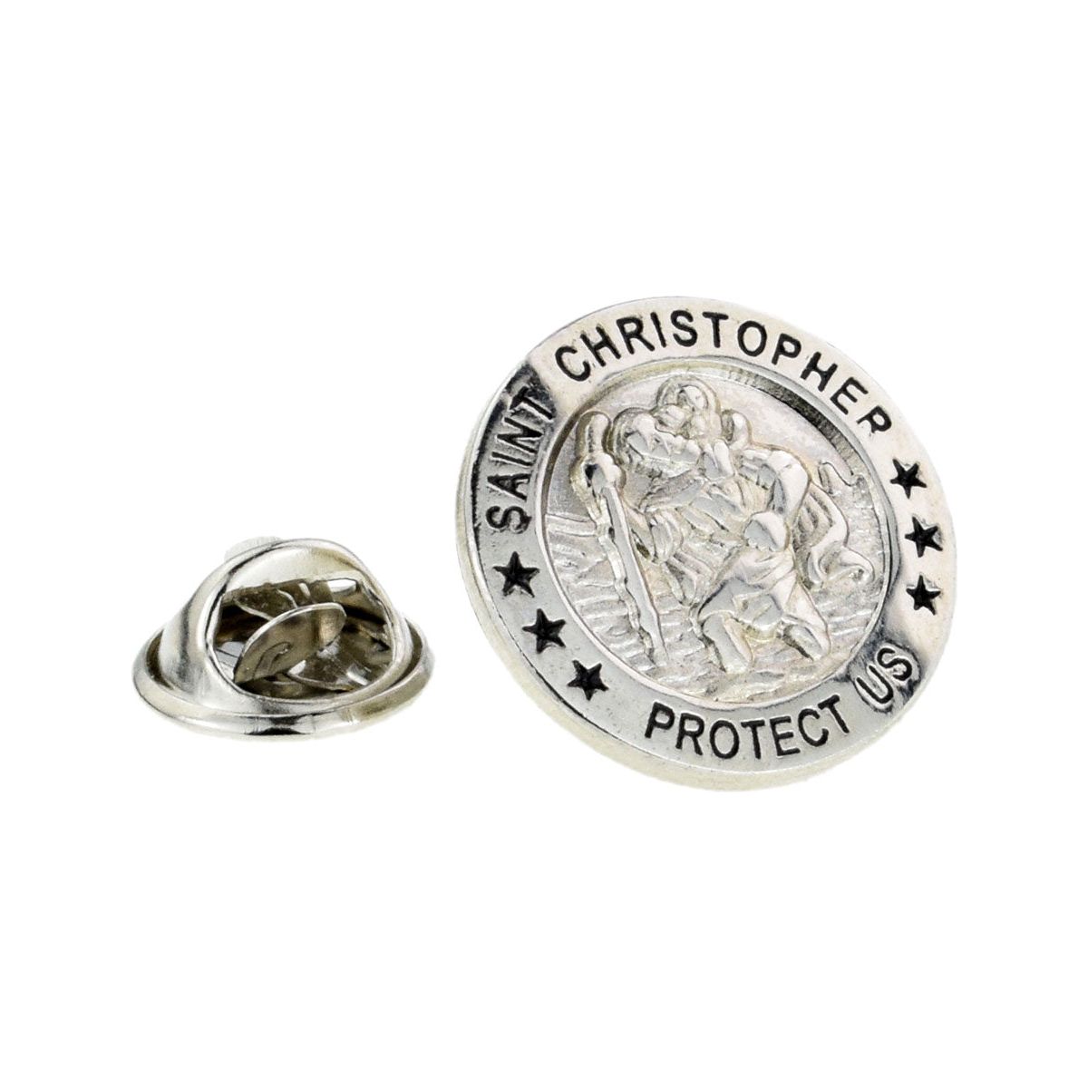 Good Luck Good Fortune Travellers ST CHRISTOPHER Lapel Pin Badge - Ashton and Finch