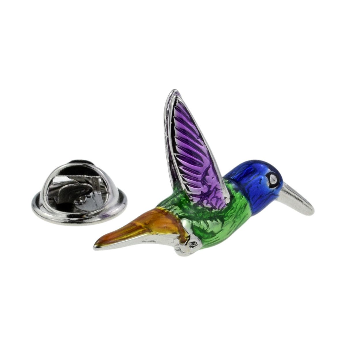 Multicoloured Hummingbird in Flight Lapel Pin Badge - Ashton and Finch