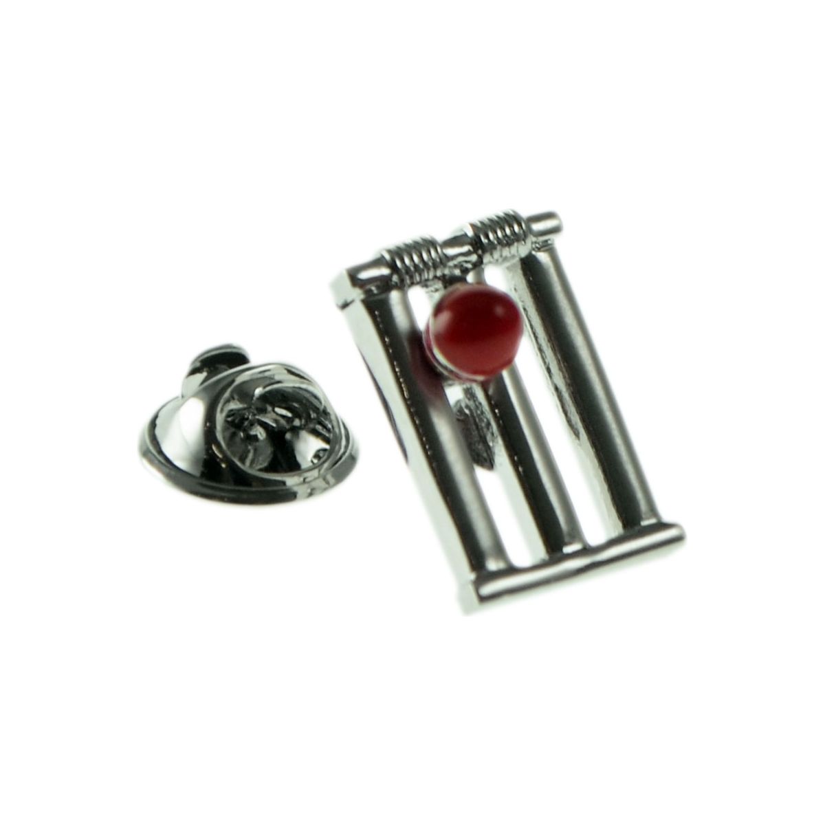 Cricket Wicket & Red Cricket Ball Lapel Pin Badge - Ashton and Finch