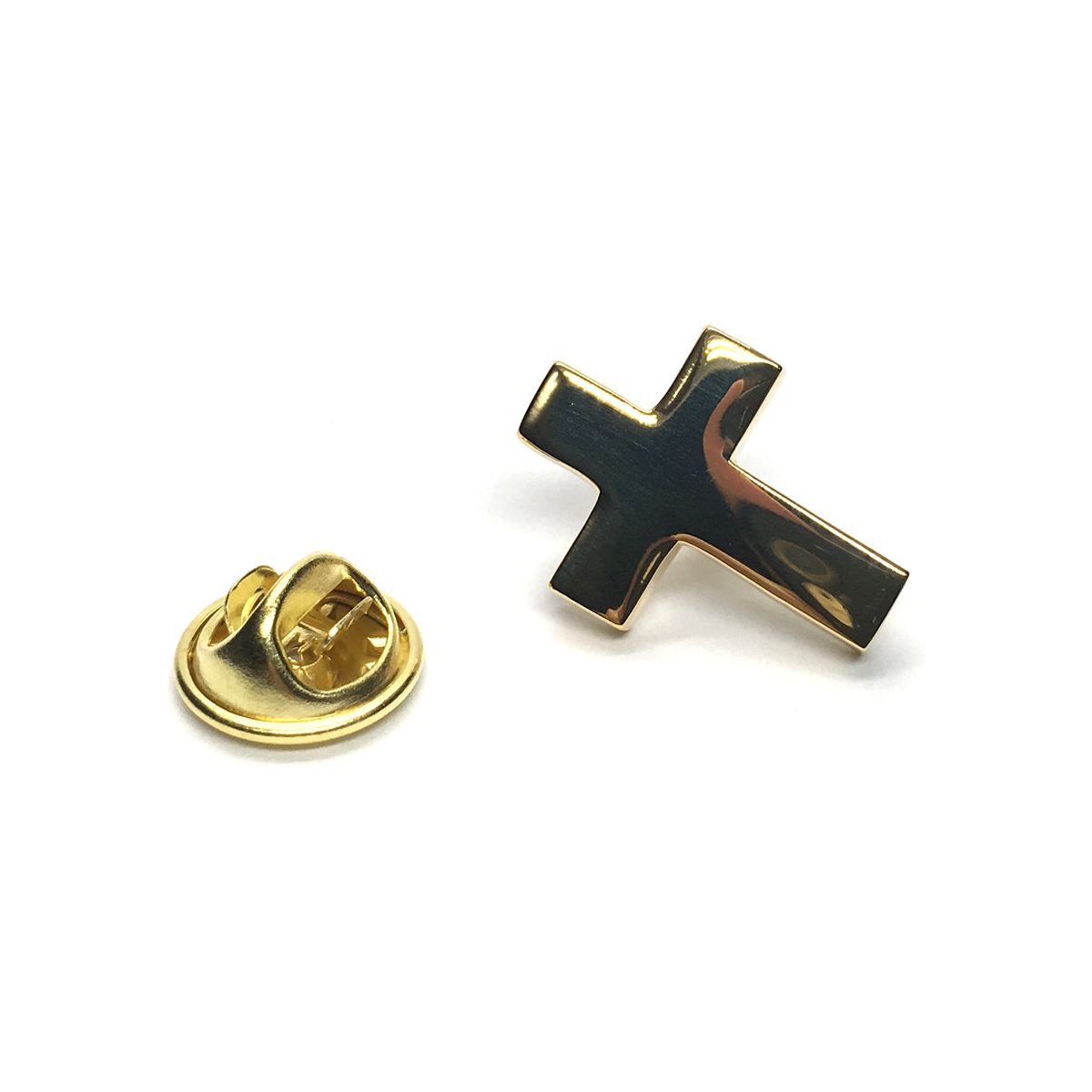 Gold Plated Christian Cross Lapel Pin Badge - Ashton and Finch