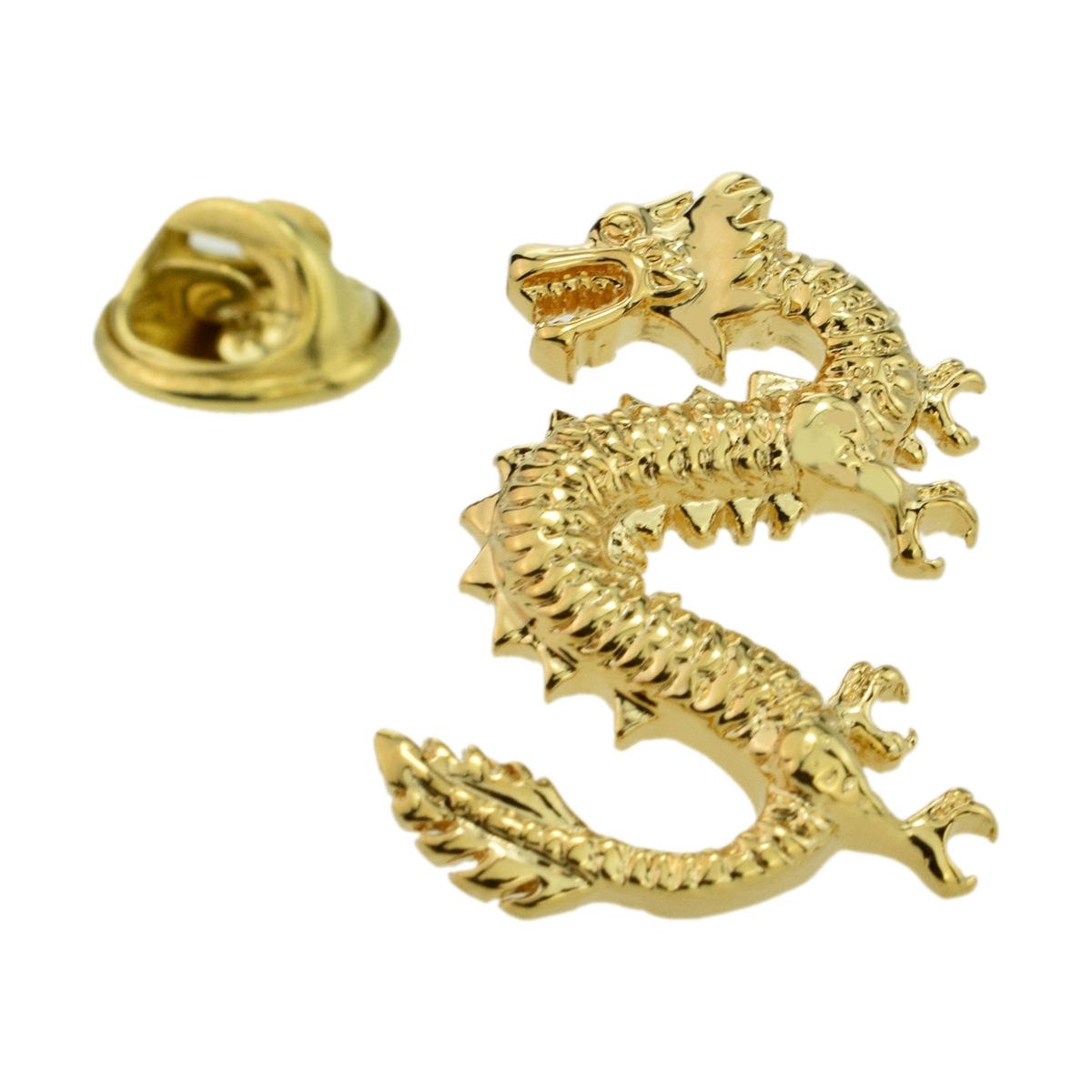 Golden Lucky Dragon Lapel Pin Badge - Ashton and Finch