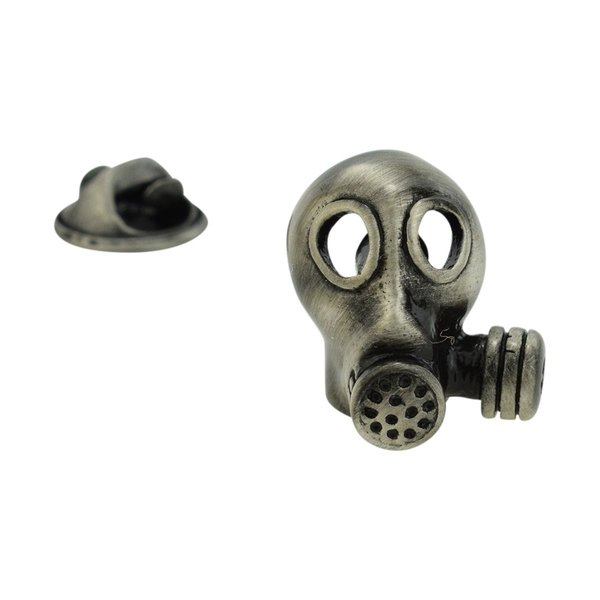 Antique Finish Gas Mask Lapel Pin Badge - Ashton and Finch