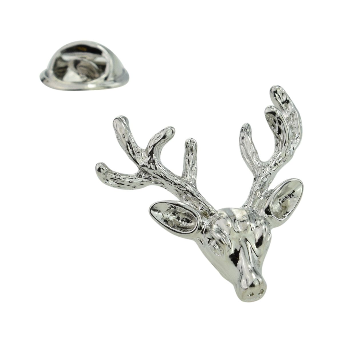 Stags Head with Full Antlers Lapel Pin Badge - Ashton and Finch