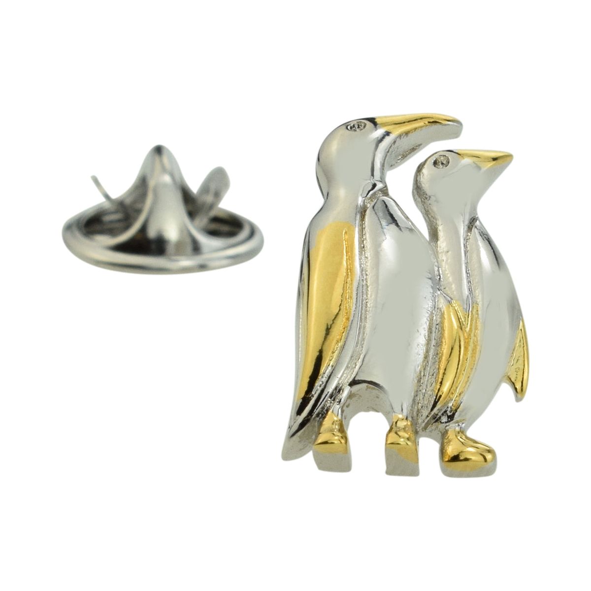 Two Tone Gold & Silver Penguins Lapel Pin Badge - Ashton and Finch