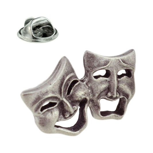Comedy & Tragedy Pewter Theatre Masks Lapel Pin Badge - Ashton and Finch