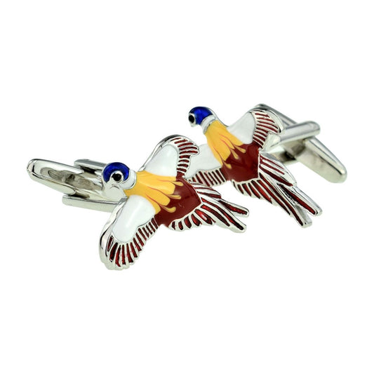 Coloured Pheasant in Flight Cufflinks - Ashton and Finch