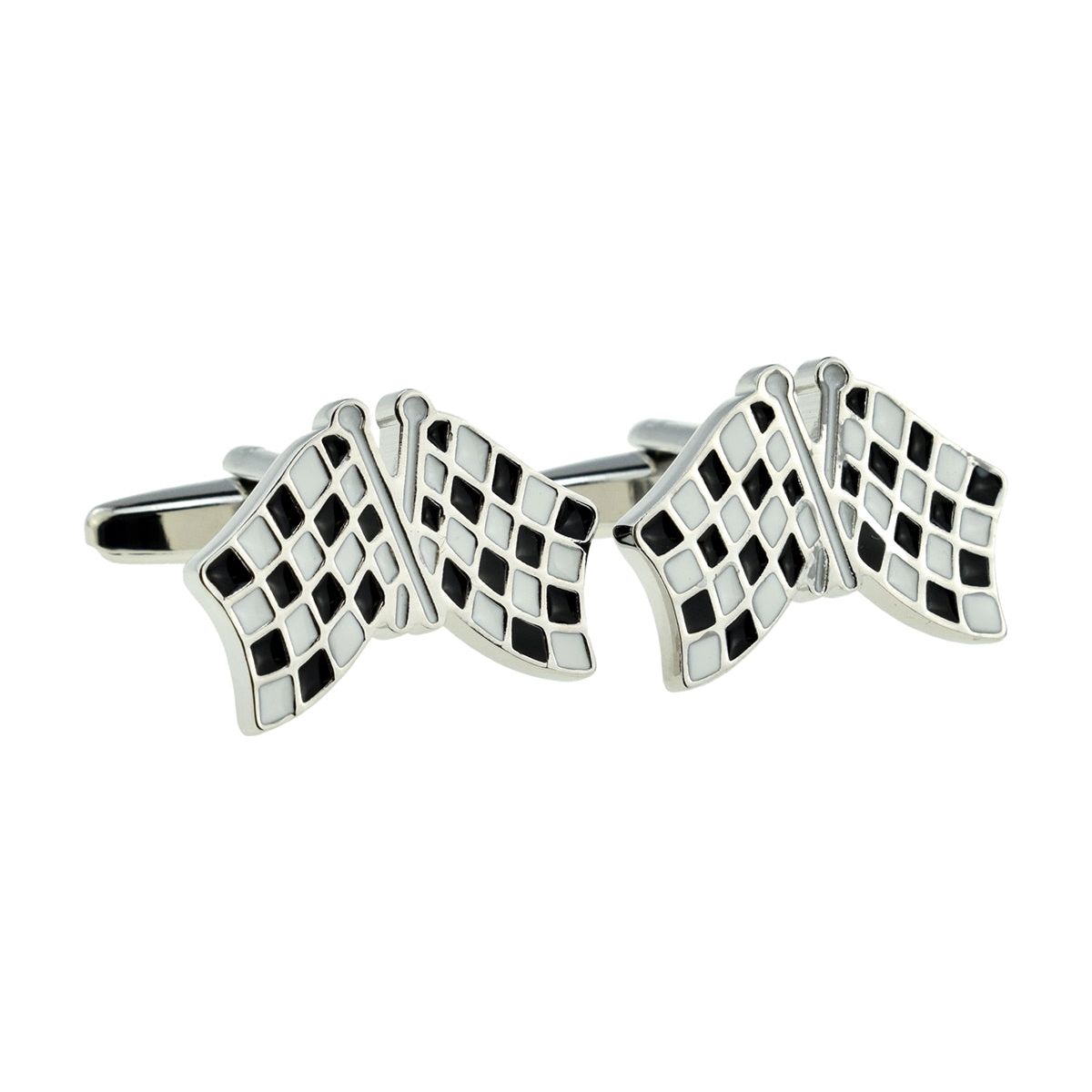 Two Chequered Flags Design Cufflinks - Ashton and Finch