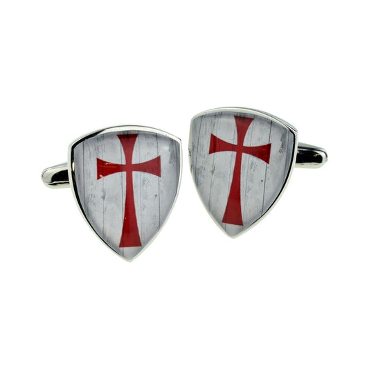 Ornate Knights Templar Cross Shield Cufflinks - Ashton and Finch