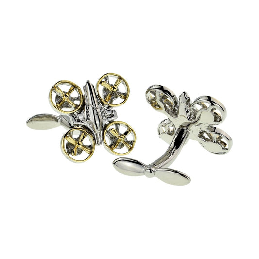 Two Tone Silver & Gold Drone Cufflinks - Ashton and Finch