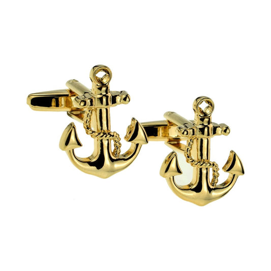 Gold Plated Nautical Anchor & Chain Cufflinks - Ashton and Finch