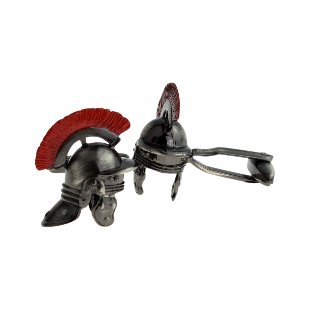 Roman Helmet with Red Plume Antique Finish Cufflinks - Ashton and Finch