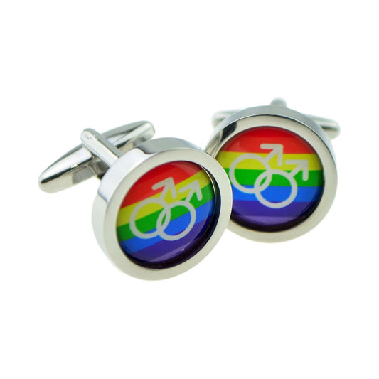 Same Sex Male Sign Rainbow Cufflinks - Ashton and Finch