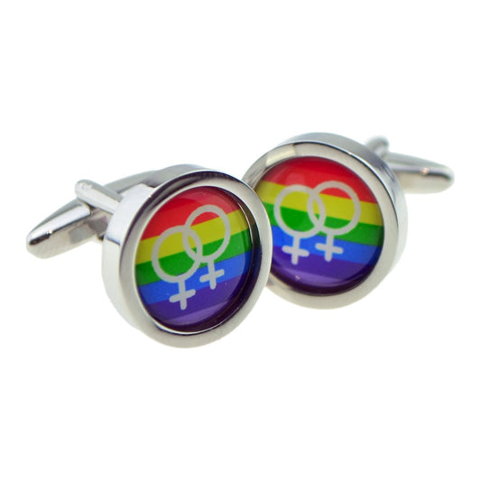 Same Sex Female Sign Rainbow Cufflinks - Ashton and Finch