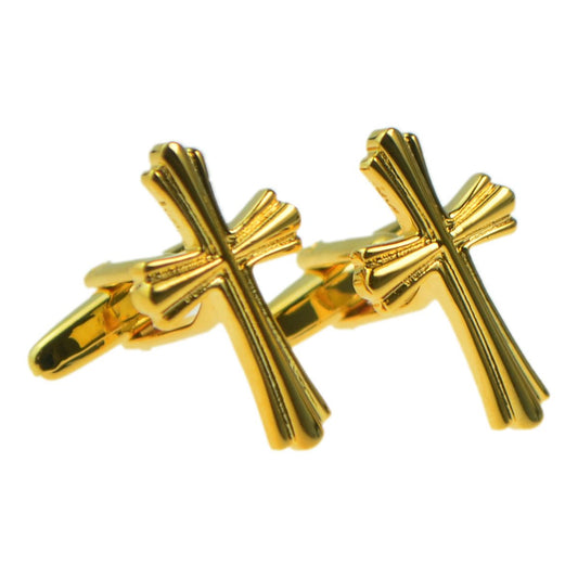 Gold Plated Ornate Christian Cross Cufflinks - Ashton and Finch