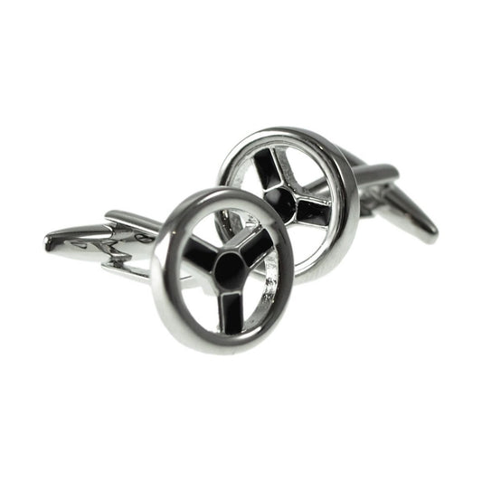 Steering Wheel With Black Detail Cufflinks - Ashton and Finch