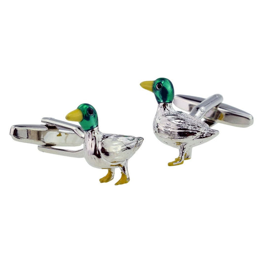 Feature Colours Rhodium Plated Duck Cufflinks - Ashton and Finch