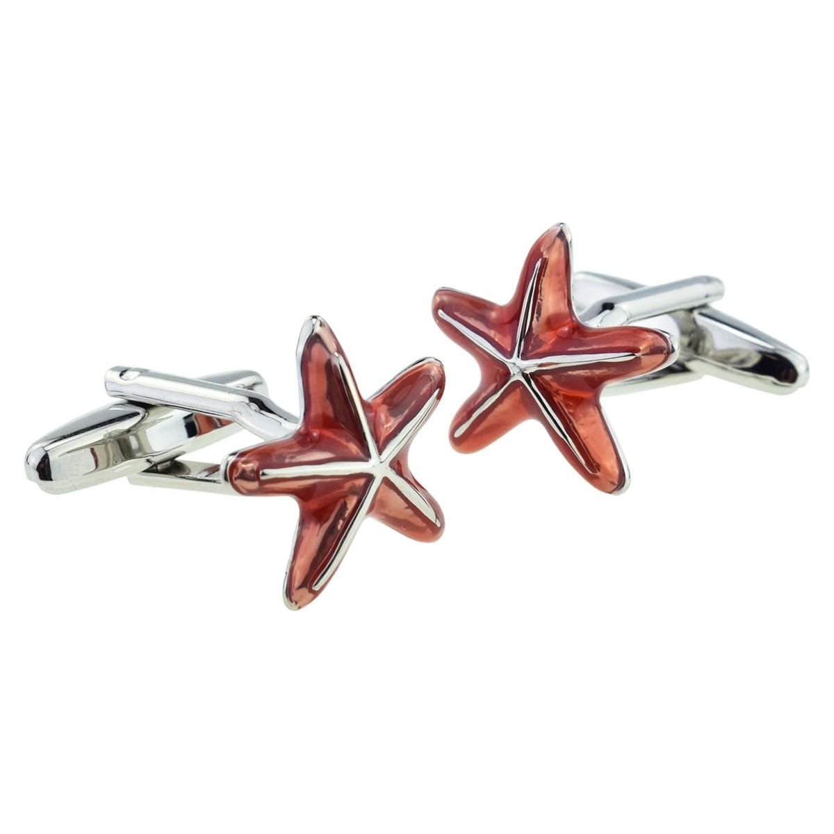 Orange Coloured Starfish Design Cufflinks - Ashton and Finch