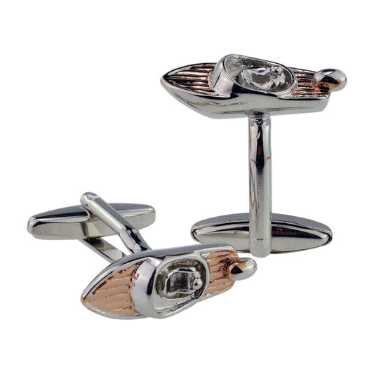 Two Tone Silver & Gold Speedboat Cufflinks - Ashton and Finch
