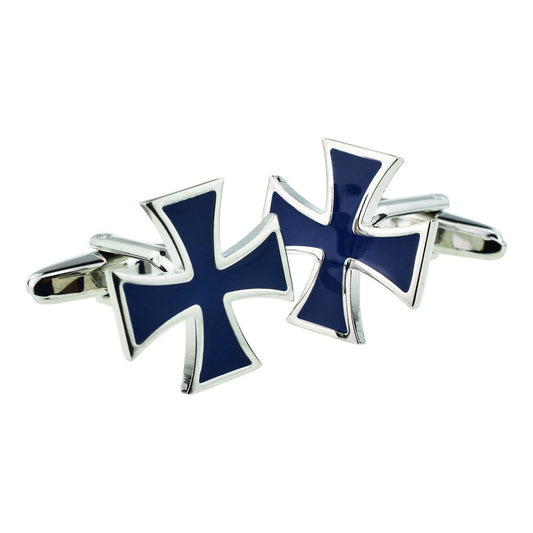 Blue Maltese Cross Style Cufflinks - Ashton and Finch