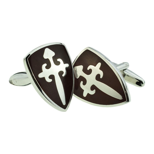 Brown Historical Knights Shield Cufflinks - Ashton and Finch