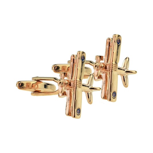 Rose Gold Bi Plane Cufflinks with Roundel Decals - Ashton and Finch