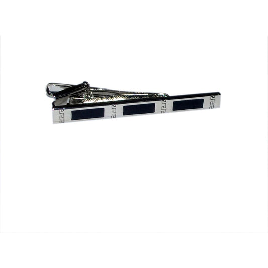Tie Clip With Black Inserts and Pattern - Ashton and Finch