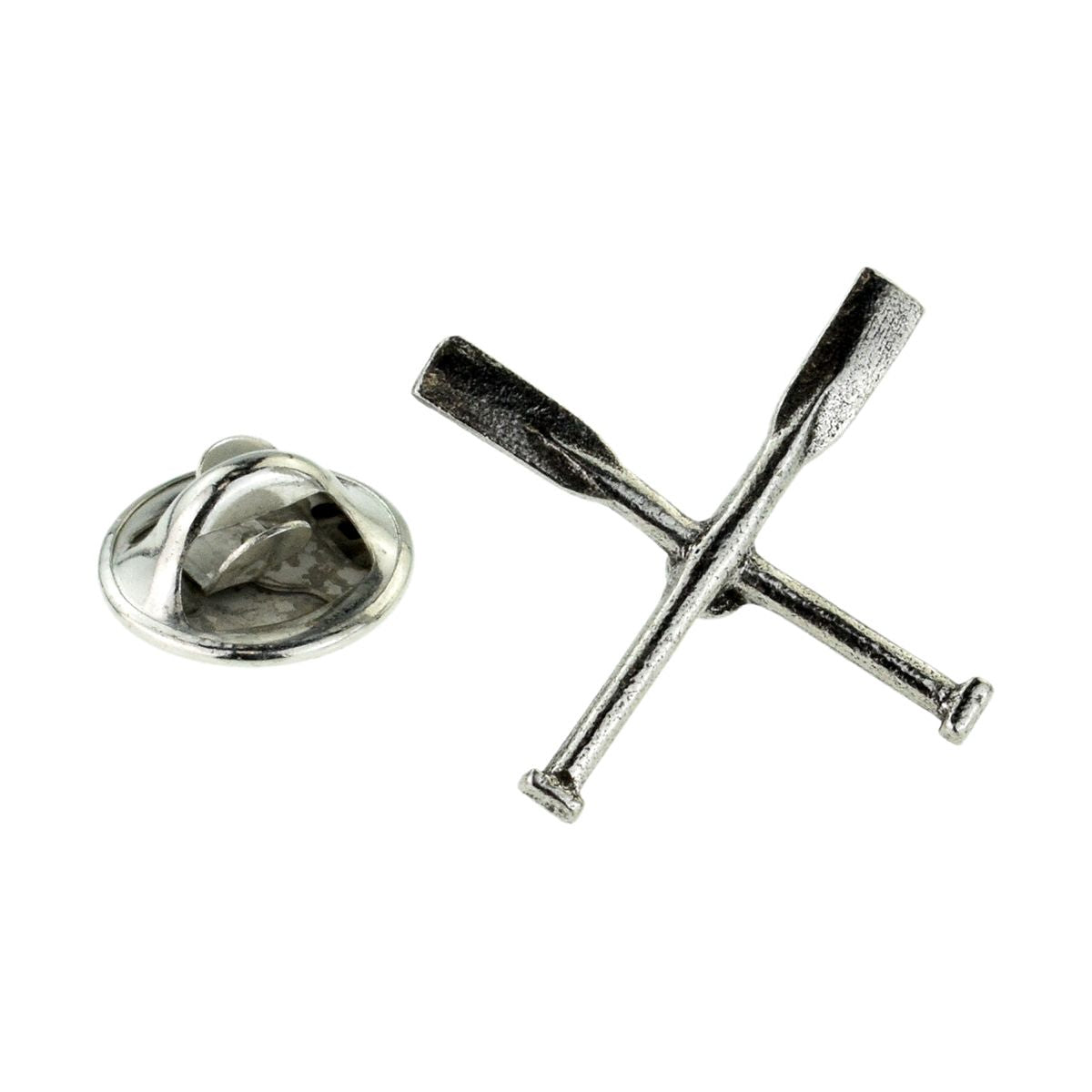 Crossed Rowing Oars Pewter Lapel Pin Badge - Ashton and Finch