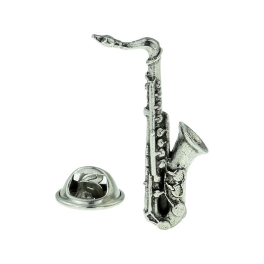 Pewter Saxophone Lapel Pin Badge - Ashton and Finch