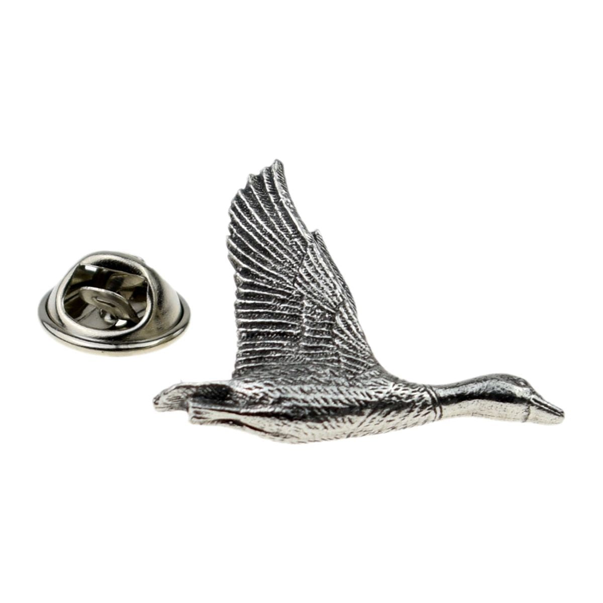 Duck in Flight Pewter Lapel Pin Badge - Ashton and Finch