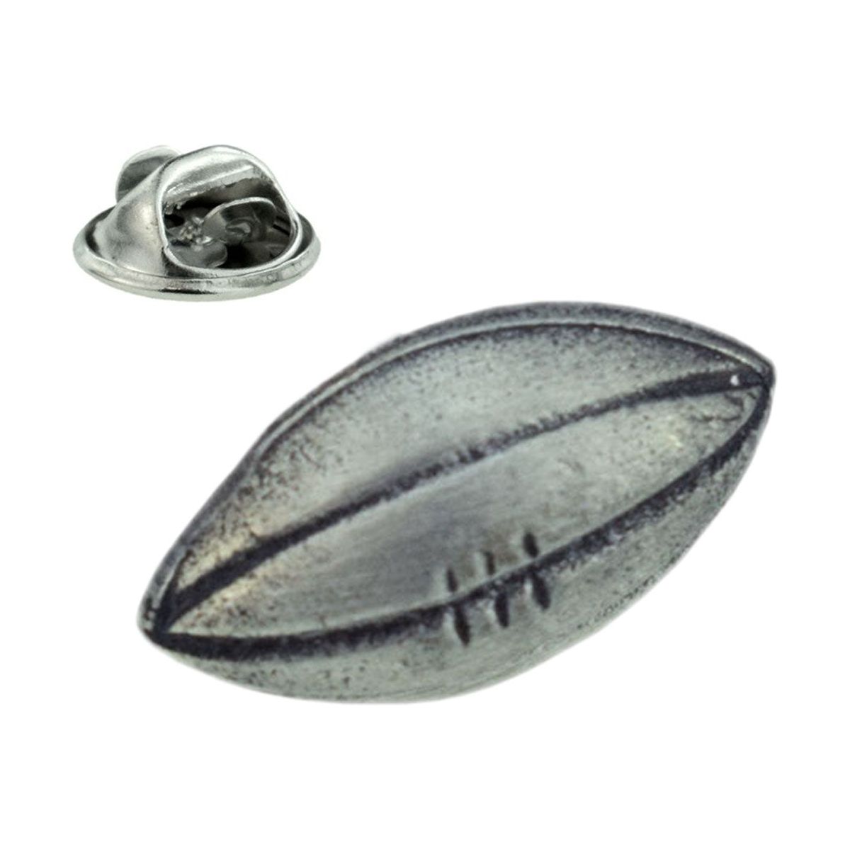 Rugby Ball Pewter Lapel Pin Badge - Ashton and Finch