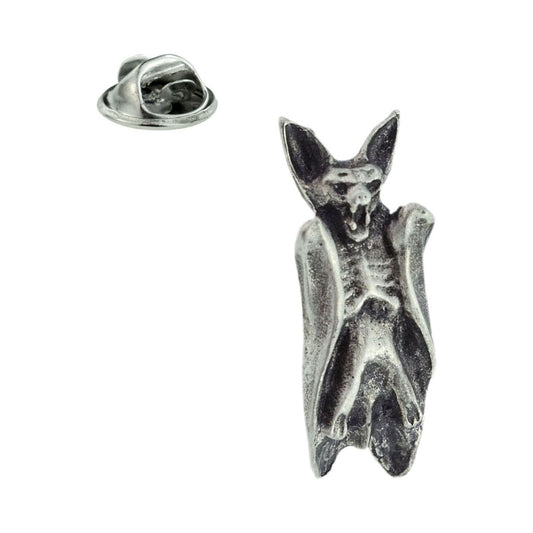Bat with closed wings Lapel Pin Badge In British Pewter - Ashton and Finch